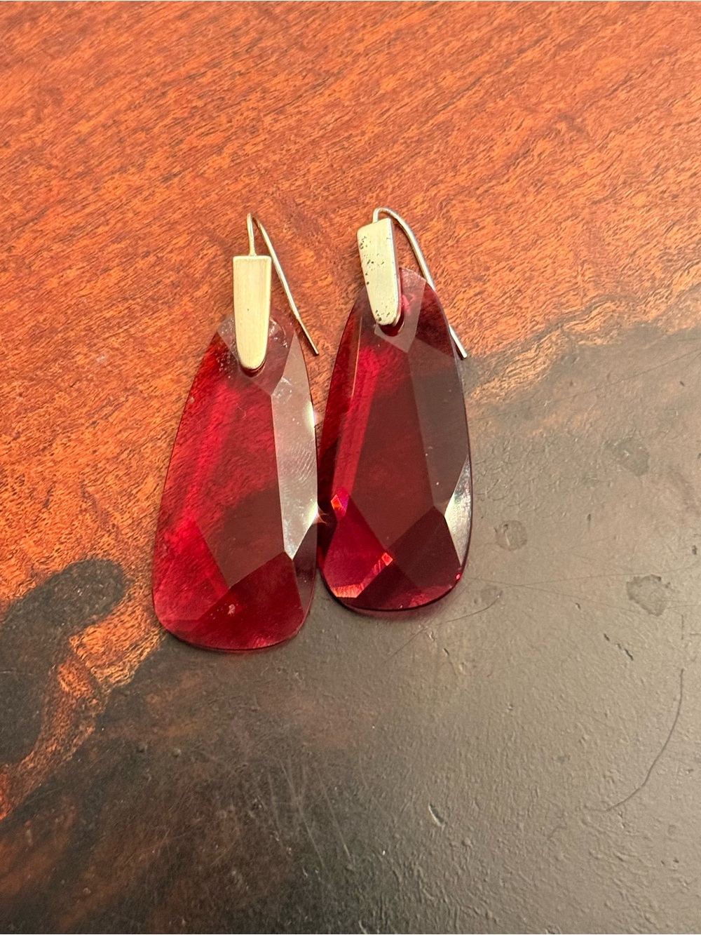 Kendra Scott Deep Red Faceted Teardrop Earrings
